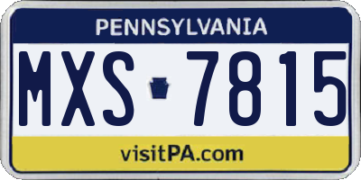 PA license plate MXS7815