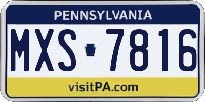 PA license plate MXS7816