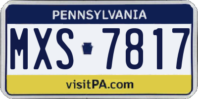 PA license plate MXS7817