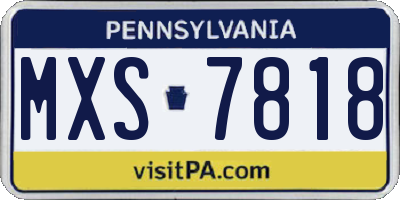 PA license plate MXS7818