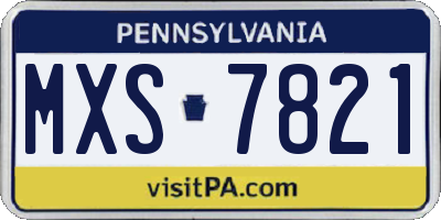 PA license plate MXS7821