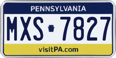 PA license plate MXS7827