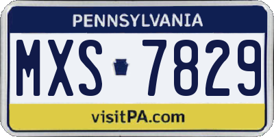 PA license plate MXS7829