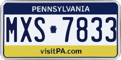 PA license plate MXS7833