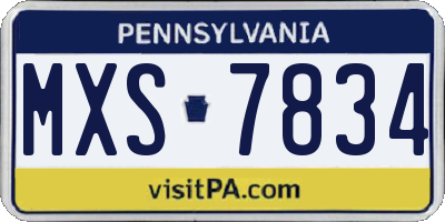 PA license plate MXS7834