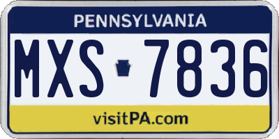 PA license plate MXS7836