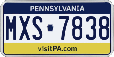 PA license plate MXS7838