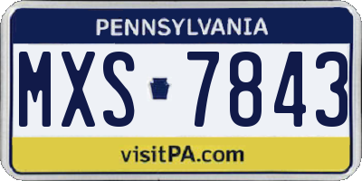 PA license plate MXS7843