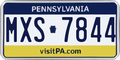 PA license plate MXS7844