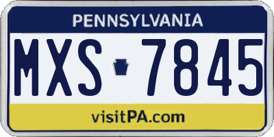 PA license plate MXS7845