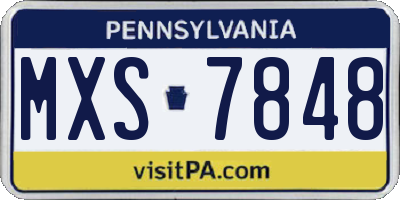 PA license plate MXS7848