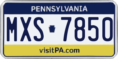 PA license plate MXS7850
