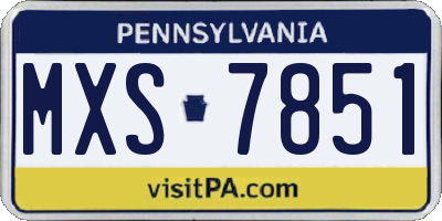 PA license plate MXS7851