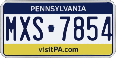 PA license plate MXS7854