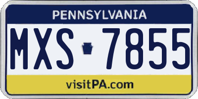 PA license plate MXS7855