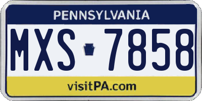 PA license plate MXS7858