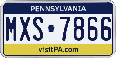PA license plate MXS7866