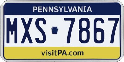 PA license plate MXS7867