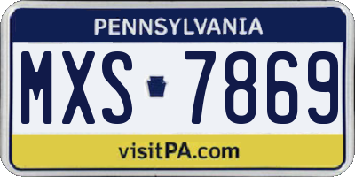 PA license plate MXS7869