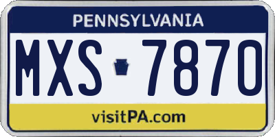 PA license plate MXS7870
