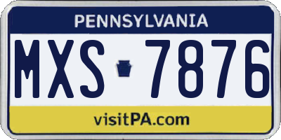 PA license plate MXS7876