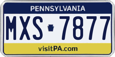 PA license plate MXS7877