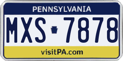 PA license plate MXS7878