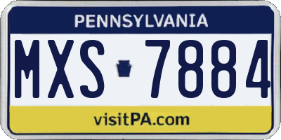 PA license plate MXS7884