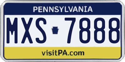 PA license plate MXS7888