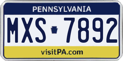 PA license plate MXS7892