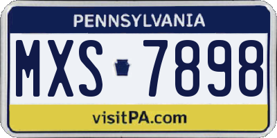 PA license plate MXS7898