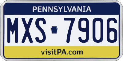 PA license plate MXS7906