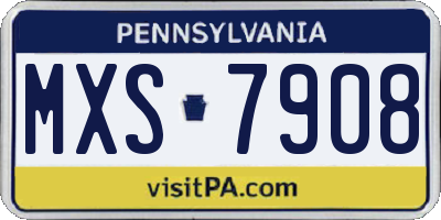 PA license plate MXS7908