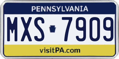 PA license plate MXS7909