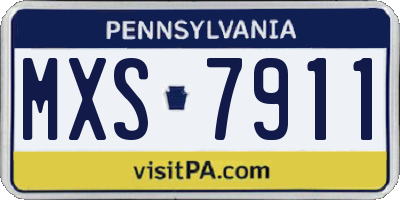 PA license plate MXS7911