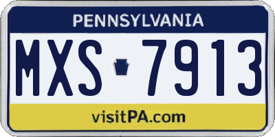 PA license plate MXS7913