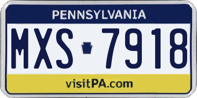 PA license plate MXS7918