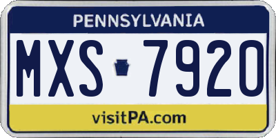 PA license plate MXS7920