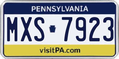 PA license plate MXS7923
