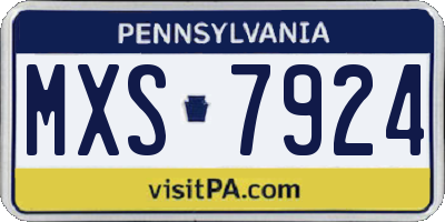 PA license plate MXS7924