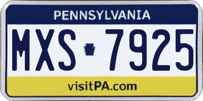 PA license plate MXS7925