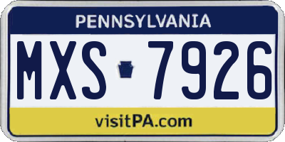 PA license plate MXS7926