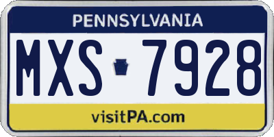 PA license plate MXS7928