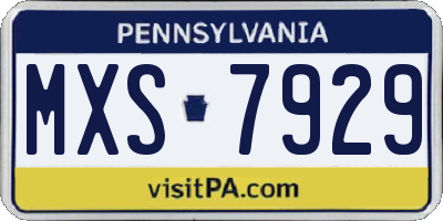 PA license plate MXS7929