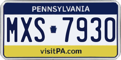PA license plate MXS7930