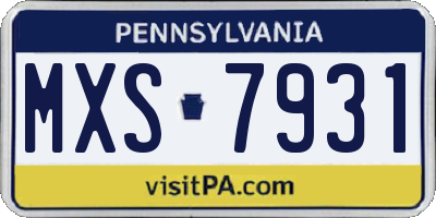 PA license plate MXS7931