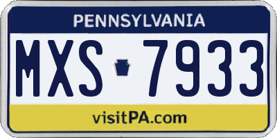 PA license plate MXS7933