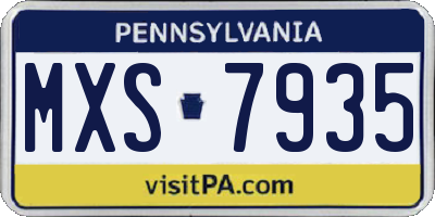 PA license plate MXS7935