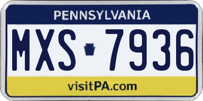 PA license plate MXS7936