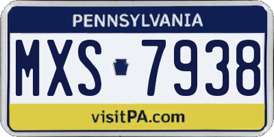 PA license plate MXS7938